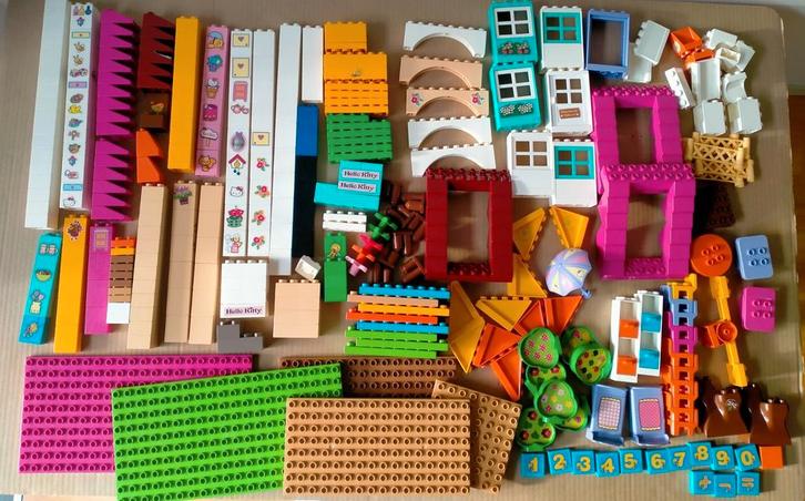 Veel unico meisjes duplo 550 blokken popjes platen dak auto, Kinderen en Baby's, Speelgoed | Bouwstenen, Zo goed als nieuw, Overige merken