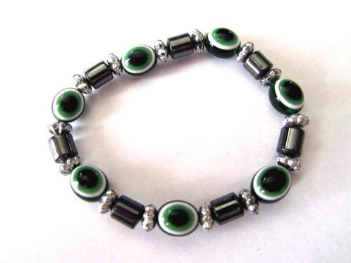 Mooie boze oog groene Murano glas armband, Sieraden, Tassen en Uiterlijk, Armbanden, Zo goed als nieuw, Verzenden