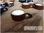 Set leren kaarsenringen met kaars zwart, Overige materialen, Zwart, Info@hout-art.nl, Nieuw
