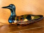 Grote beschilderde houten eend, Ophalen of Verzenden