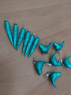 Te koop turquoise kerst vogels en piggels, Diversen, Kerst, Ophalen of Verzenden, Zo goed als nieuw