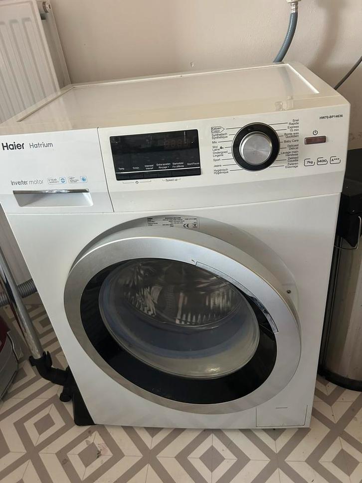 Wasnachine Haier HW70-BP14636 - in goede staat, Witgoed en Apparatuur, Wasmachines, Zo goed als nieuw, Voorlader, 6 tot 8 kg, 85 tot 90 cm