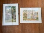 Miniatuur Aquarel Landschap Wim Kern, Antiek en Kunst, Kunst | Schilderijen | Klassiek, Ophalen of Verzenden