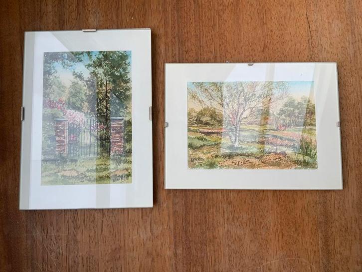 Miniatuur Aquarel Landschap Wim Kern, Antiek en Kunst, Kunst | Schilderijen | Klassiek, Ophalen of Verzenden