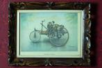 (nr.71) Prent "Benz 1885" in prachtige houtsnijlijst, Ophalen, Gebruikt, Overige onderwerpen, Prent