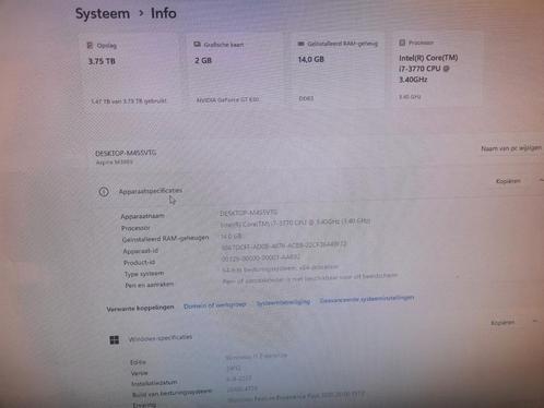 Acer Desktop PC Set - i7, 14GB RAM, 3.75TB, Computers en Software, Desktop Pc's, Gebruikt, 3 tot 4 Ghz, HDD, SSD, 8 GB, Met videokaart