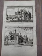 274/275 Hemmen en Lienden het Kasteel Kopergravure 18e eeuw, Antiek en Kunst, Kunst | Etsen en Gravures, Ophalen of Verzenden