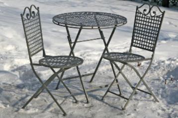 Mooi Tuinset, Bistroset, ronde tafel met twee stoelen, grijs beschikbaar voor biedingen