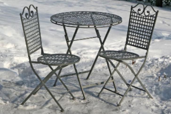 Mooi Tuinset, Bistroset, ronde tafel met twee stoelen, grijs, Tuin en Terras, Tuinsets en Loungesets, Nieuw, Tuinset, 2 zitplaatsen