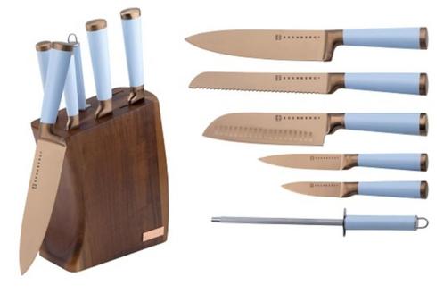Edenberg 7-delige Messenset met Houten Blok, Huis en Inrichting, Keuken | Keukenbenodigdheden, Nieuw, Ophalen of Verzenden