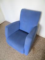 Comfortabele blauwe fauteuil / leunstoel., Ophalen, Gebruikt, Minder dan 75 cm, 50 tot 75 cm
