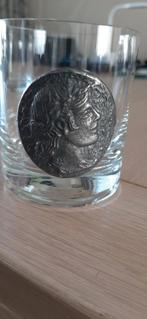 6x kristalglas met tinnen kopje erop!, Ophalen of Verzenden, Zo goed als nieuw