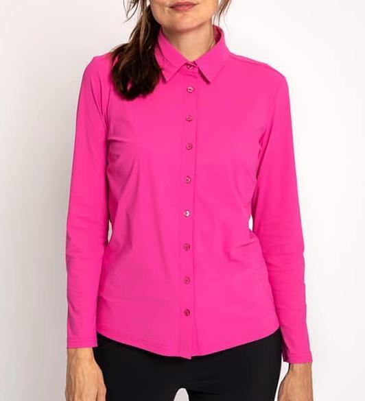 Studio anneloes fuchsia roze poppy shirt blouse L, Kleding | Dames, Blouses en Tunieken, Zo goed als nieuw, Maat 42/44 (L), Roze
