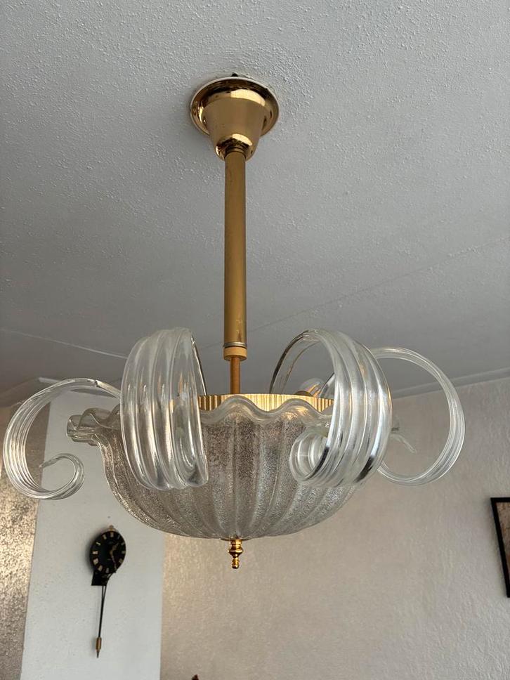 Murano Graniglia Plafondlamp met Bladeren, Huis en Inrichting, Lampen | Hanglampen, Gebruikt, Minder dan 50 cm, Glas, Ophalen