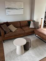 T.e.a.b. Cognac kleurige bank met hocker, Huis en Inrichting, Ophalen, Gebruikt