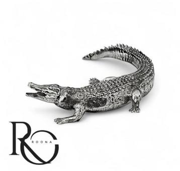 Zilveren krokodil miniatuur massief zilver beschikbaar voor biedingen