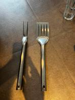 Barbeque Spatel en vork, Huis en Inrichting, Ophalen of Verzenden, Zo goed als nieuw, Rvs of Chroom