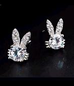 Oorbellen konijn Swarovski, Sieraden, Tassen en Uiterlijk, Oorbellen, Verzenden, Nieuw, Zilver, Knopjes of Stekers
