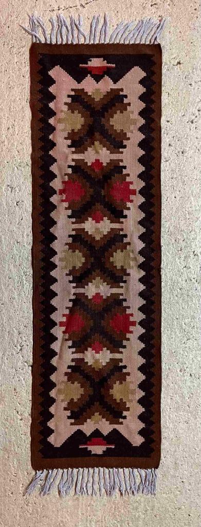 kelim vloerkleedje 148/45, Huis en Inrichting, Stoffering | Tapijten en Kleden, Gebruikt, Rechthoekig, Bruin, Zwart, Ophalen of Verzenden