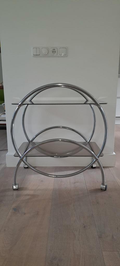 Vintage serveerwagen met een chromen frame, Huis en Inrichting, Woonaccessoires | Overige, Gebruikt, Ophalen of Verzenden
