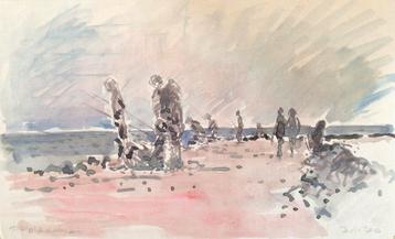 Peter Polderman (1933) vissers aan het strand beschikbaar voor biedingen