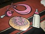 geboortebord beschuit melkfles doek speen roze baby karton, Ophalen of Verzenden, Zo goed als nieuw, Geboortebord
