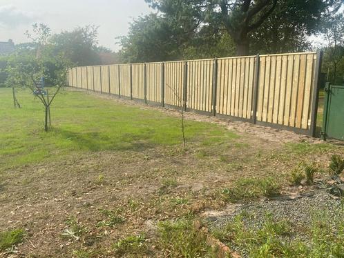 Hout beton schutting 21 planks Grenen A-kwaliteit+ plaatsen, Tuin en Terras, Schuttingen, Nieuw, Hout, 1 tot 2 meter, Minder dan 3 meter