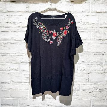 M&S Mode Top Maat XL Zwart Borduursel Bloemen Tijger Print beschikbaar voor biedingen