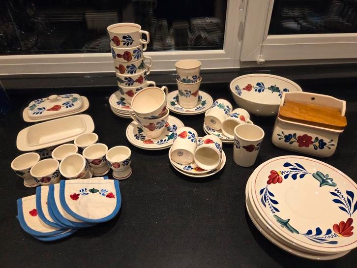 Orgineel boerenbont servies, Antiek en Kunst, Antiek | Servies los, Ophalen