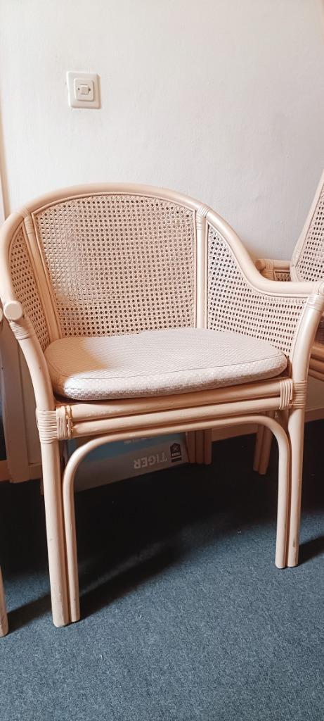 Vier stoelen webbing Rohe Rohé vintage antiek, Huis en Inrichting, Stoelen, Gebruikt, Vier, Riet of Rotan, Ophalen
