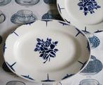 Landelijke ovale schaal, blauw spuitdecor, bloem, Antiek en Kunst, Antiek | Servies los, Ophalen of Verzenden