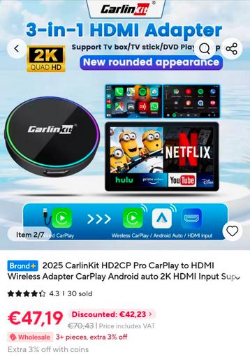 Car Play adapter kit 3 in 1  beschikbaar voor biedingen