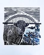 Linoprint Galloway in Nijmegen, Antiek en Kunst, Kunst | Litho's en Zeefdrukken, Ophalen of Verzenden