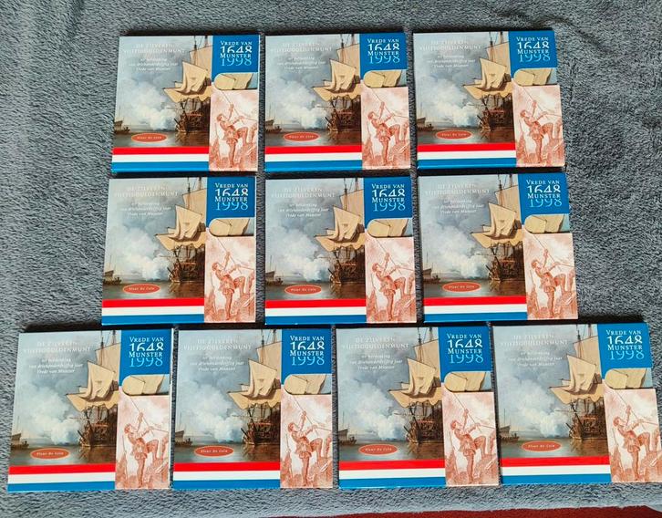 Serie van 10 sets FDC zilveren 50 gulden munten in cassette, Postzegels en Munten, Munten | Nederland, Setje, 50 gulden, Koningin Beatrix
