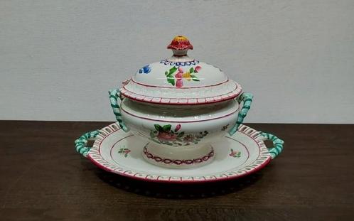 Majolica sauskom, serveerkom op schaal, Antiek en Kunst, Antiek | Keramiek en Aardewerk, Ophalen of Verzenden