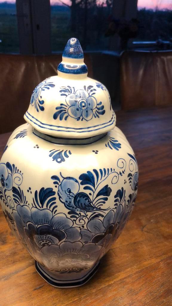 Delfts blauwe vaas, pot met deksel en wandbord, Antiek en Kunst, Antiek | Vazen, Ophalen