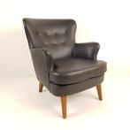 Artifort Theo Ruth fauteuil zwart skai, Hout, ., Vintage, 75 tot 100 cm