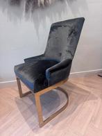 Luxe Velours Eetkamerstoelen 4X goud/grijs, Huis en Inrichting, Ophalen, Zo goed als nieuw, Eén, Stof