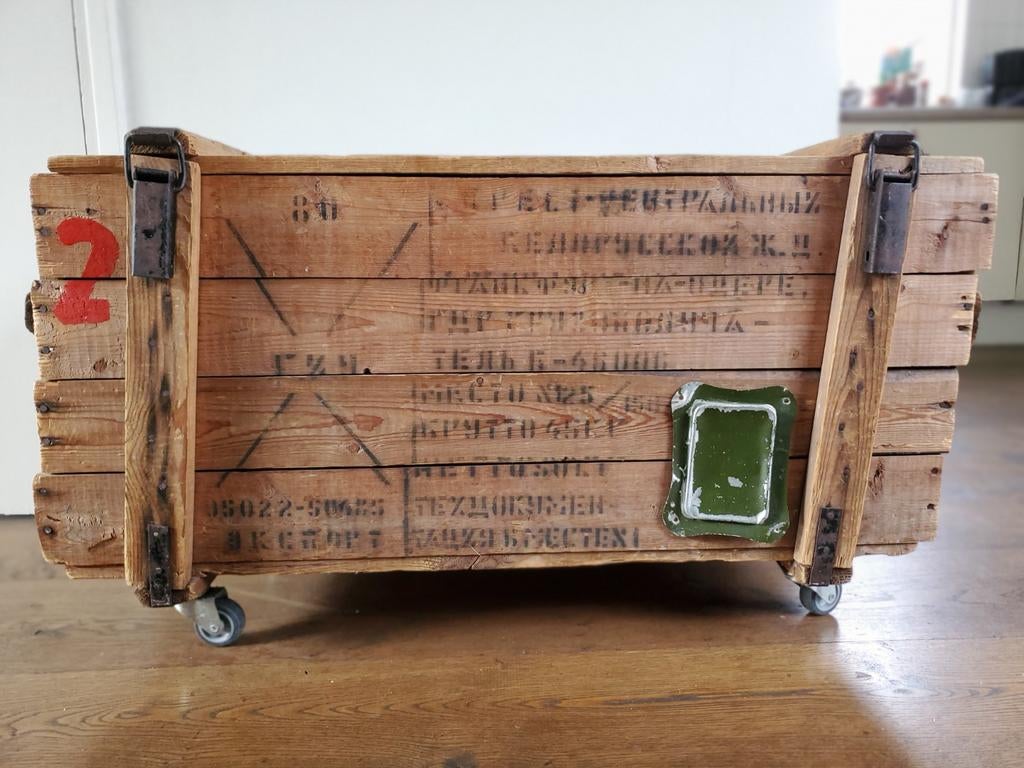 Houten kist op wieltjes, Ophalen, 50 tot 100 cm, Minder dan 50 cm, Minder dan 50 cm