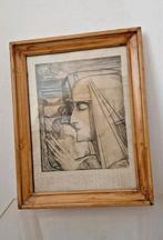 Jan Toorop 1923 in lijst - ets tekening passe partout, Antiek en Kunst, Kunst | Tekeningen en Foto's, Ophalen of Verzenden