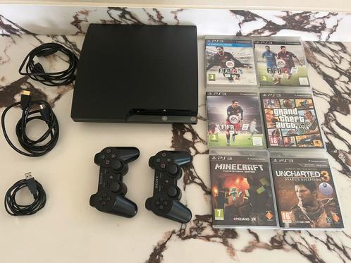 PlayStation 3 Slim(250GB) + Controllers + Games, Spelcomputers en Games, Spelcomputers | Sony PlayStation 3, Zo goed als nieuw