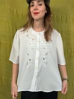 Vintage blouse, maat 40/L - wit - embroidery - 90's, Maat 38/40 (M), Ophalen of Verzenden, Vintage, ,