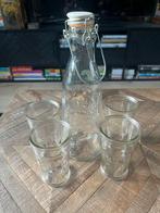 Beugelfles met 4 glazen waterfles set fles, Ophalen of Verzenden, Nieuw, Overige typen