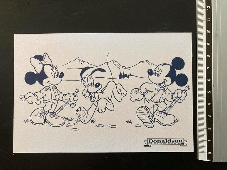 Mooi Disney prent van Mickey Minnie en Pluto 10x15, Verzamelen, Disney, Zo goed als nieuw, Papier, Kaart of Schrift, Mickey Mouse