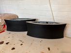 2x kleine ovale bloempotten zwart zilver, Zo goed als nieuw, Overige vormen, Aardewerk, Tuin