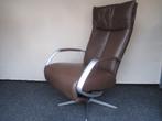 NIEUWSTAAT De Toekomst design relax fauteuil bruin leder L, Ophalen of Verzenden, Zo goed als nieuw, Metaal, 50 tot 75 cm