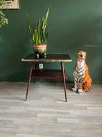 Retro Bijzettafel met Gouden Rand, Huis en Inrichting, Tafels | Bijzettafels, Ophalen, Gebruikt, 75 cm of meer, 60 cm of meer