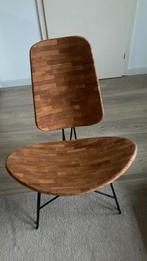 Stoel, tropisch hout, metalen poten, Huis en Inrichting, Stoelen, Gebruikt, Bruin, Ophalen of Verzenden, Hout