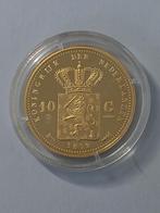 Replica 10 Gulden Goud 1879/1877 Verguld Zilver - Proof, Postzegels en Munten, Munten | Nederland, Ophalen of Verzenden
