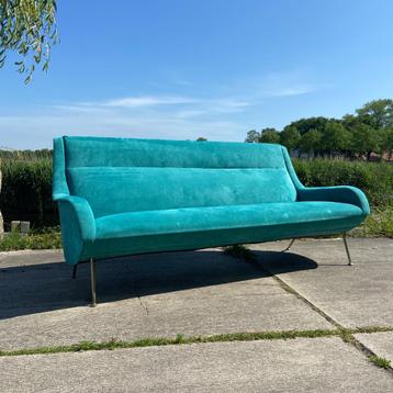 TOTALE LEEGVERKOOP Vintage jaren 50 60 3-zits design bank  beschikbaar voor biedingen